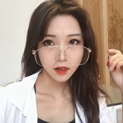 Net đỏ với kính khung Hàn Quốc phiên bản của nam giới và phụ nữ 2018 chống bức xạ cận thị gương phẳng kính mát đa năng khung lớn là mỏng