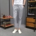 Quần nam cotton và linen quần âu nam Hàn Quốc phiên bản của mỏng mỏng phần linen chín quần băng lụa chân quần siêu mỏng mùa hè Crop Jeans