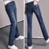 Quần jeans ống suông nữ mùa thu đông 2018 phiên bản mới của Hàn Quốc đã mỏng nhẹ màu eo cao cộng với quần nhung nữ rộng rãi Quần jean