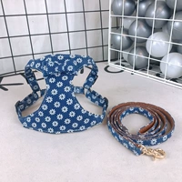 Синий маленький белый цветочный жилет+тяговая веревка