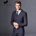 Rich Birds Sọc Suit Nam giới Ba mảnh Thanh niên Hàn Quốc Slim Kết hôn Bộ đồ công sở Anh - Suit phù hợp quần tây Suit phù hợp