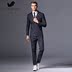 Rich Birds Sọc Suit Nam giới Ba mảnh Thanh niên Hàn Quốc Slim Kết hôn Bộ đồ công sở Anh - Suit phù hợp quần tây Suit phù hợp