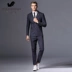 Rich Birds Sọc Suit Nam giới Ba mảnh Thanh niên Hàn Quốc Slim Kết hôn Bộ đồ công sở Anh - Suit phù hợp