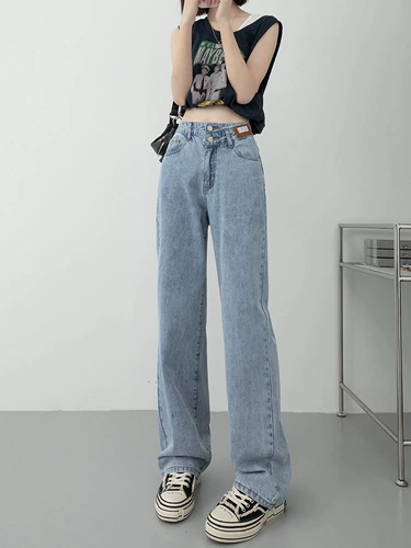 Джинсы, летние ретро штаны, высокая талия, подходит для подростков, коллекция 2023, по фигуре, свободный крой