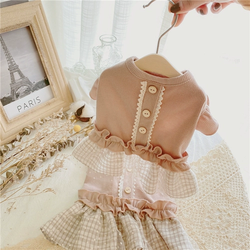 Сумка кошка, домашнее животное осень и зимняя сетчатая сетчатая юбка, французская кружевная одежда для кошек, плюшевая юбка