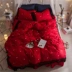 Đầm ren thêu hoa bốn mảnh Hàn Quốc phù hợp với váy ngủ ren đỏ 1,5m1,8m - Bộ đồ giường bốn mảnh