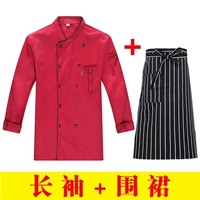 Красный лонгслив, фартук