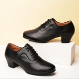 Мужские танцующие туфли, из натуральной кожи, мягкая подошва