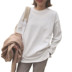 Mùa thu đông phiên bản Hàn Quốc của áo thun trắng cổ tròn nữ tay dài tay áo dài cotton rộng rãi bên trong áo sơ mi chạm đáy áo thun tay dài nữ form rộng Áo phông