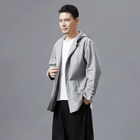 2019 Mùa xuân Áo khoác nam mới Retro Một nút Áo cardigan Kiểu Trung Quốc Ramie Trang phục dân tộc - Trang phục dân tộc
