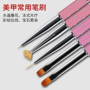 Bút vẽ móng Hairy Pink Crystal Khắc Kim cương Liệu pháp Bút Gradient Dây Móc Hoa Pen Công cụ Nail - Công cụ Nail