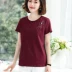 Áo thun cotton nữ tay ngắn nữ phiên bản Hàn Quốc 2019 hè mới cỡ lớn cho nữ trung niên áo rộng 40-50 tuổi - Áo phông áo phông trơn Áo phông