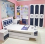 Đồ nội thất trẻ em cậu bé phòng ngủ bộ hoàn chỉnh đồ nội thất đơn giản màu xanh 1.2  1,5 m giường trẻ em mẫu bàn ghế gỗ phòng khách hiện đại