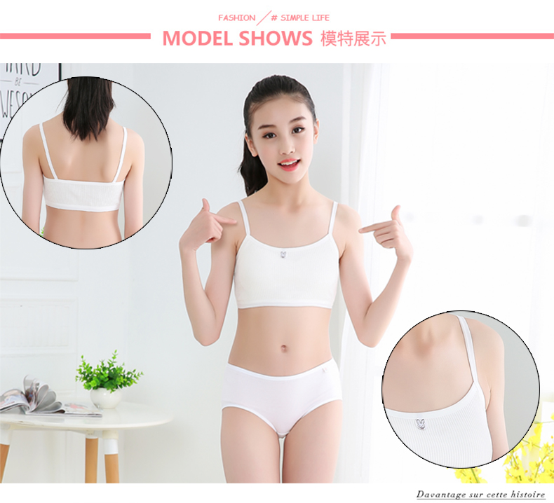 Girls Underwear In Puberty Middle School Students' Wide Shoulder Long  Bottomed Vest Exposure Proof Girl's Bra Without Steel Ring