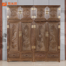 Шкаф 红木家具鸡翅木顶箱柜卧室实木原木四门大衣柜加高顶柜顶部收纳柜