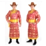 Trang phục nam Mông Cổ Áo dài Mông Cổ Trang phục múa thiểu số Đỏ Mông Cổ Nam Mông Cổ trang phục dân tộc mông