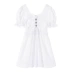 Váy trắng nữ 2020 mới hè Pháp cổ vuông bong bóng tay áo eo thon gọn khí chất cổ tích váy a-line - Sản phẩm HOT