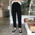 乡 丫头 2018 mùa thu eo cao jeans hoang dã giản dị hậu cung quần màu be thời trang mỏng chín quần phụ nữ triều thời trang nữ cao cấp Quần jean