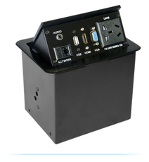 Розетка TV+телефон 气动弹起式多媒体桌面插座 多功能台面接线信息盒 铝拉丝面板免焊