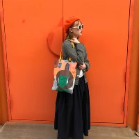 [Серия художников] ограниченная иллюстрация ниша студентка Canvas Bag Суммально экологически чистая сумка на плечо сумку