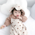 Ins2019 mùa thu mới bé cotton và quần yếm vải lanh nam và nữ bé polka dot rắm liền nhau hafu với mũ - Áo liền quần quan ao tre em Áo liền quần