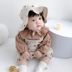 Ins2019 mùa thu mới bé cotton và quần yếm vải lanh nam và nữ bé polka dot rắm liền nhau hafu với mũ - Áo liền quần quan ao tre em Áo liền quần