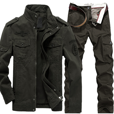 Mùa xuân ngoài trời quân đội fan jacket dụng cụ phù hợp với 101 trong không khí đào tạo phân chia quân sự đồng phục đa cổ áo mặc yếm phù hợp với Bộ đồ