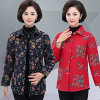 Mùa xuân 2018 mới và áo khoác cotton nhỏ mới cho nữ trung niên có áo bông ngắn tay áo khoác cotton mỏng áo khoác cho phụ nữ 50 tuổi