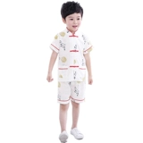 Летнее детское этническое ханьфу для мальчиков, нарукавники для раннего возраста, комплект, этнический стиль, из хлопка и льна, короткий рукав