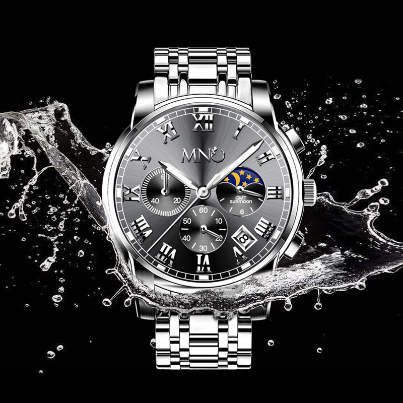 MNO Men's Business Fashion Glow Waterproof Watch Junior High School Student Multi functional Mechanical Wind_voghion.com