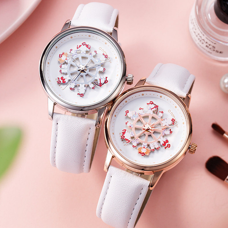 Tijd Schoonheid Yin Yang Leraar Co branded Leuke Meisje kinderen 360 Wiel Geluk Constellation Quartz Horloge Vrouwen_voghion.com