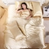 Mùa hè mô phỏng lụa mảnh duy nhất quilt cover sheet đơn đôi màu rắn băng lụa khỏa thân ngủ quilt cover giường sản phẩm duy nhất 1.8