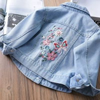 Áo khoác denim bé gái 3 mùa thu 5 áo khoác nữ thêu mềm mại cho bé 6 chiếc áo khoác trẻ em mùa xuân 7 tuổi - Áo khoác áo phao bé gái