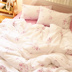 Thanh lịch hoa anh đào đơn giản Nhật Bản bông trắng bộ đồ giường cotton đôi bốn mảnh tấm ga trải giường giường quilt cover Bộ đồ giường bốn mảnh
