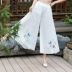 Mùa hè 2019 mới phong cách Trung Quốc gió nữ retro thêu voan thanh lịch quần ống rộng quần nữ giản dị - Cộng với kích thước quần áo