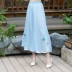 Mùa hè 2019 mới phong cách Trung Quốc gió nữ retro thêu voan thanh lịch quần ống rộng quần nữ giản dị - Cộng với kích thước quần áo Cộng với kích thước quần áo