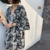 A7seven Hoa Ngắn Tay Áo Đầm Nữ Mùa Hè 2018 Tính Khí Mới Lá Sen Mỏng Tay Áo Eo A-Line Váy mẫu váy chữ a A-Line Váy