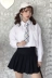 Đầu thu mùa đông Hàn Quốc bf gió lỏng mỏng màu hoang dã áo dài tay áo sơ mi nữ sinh viên gửi cà vạt
