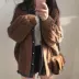 Mùa thu và mùa đông của phụ nữ chic new Hàn Quốc phiên bản của hoang dã bf lỏng dài tay twist dệt kim cardigan nữ sinh viên áo len áo Áo len
