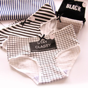 Châu âu và Hoa Kỳ Van ĐEN đen và trắng phổ biến thấp eo cotton ladies đồ lót tam giác đồ lót của phụ nữ bông bán buôn