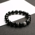 Mở Obsidian 貔貅 Vòng tay Lucky Fortune Transit Crystal Silver Bracelet Ball Bing Đàn ông và phụ nữ Tính cách đơn giản vòng tay đá thạch anh Vòng đeo tay Clasp