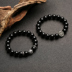 Mở Obsidian 貔貅 Vòng tay Lucky Fortune Transit Crystal Silver Bracelet Ball Bing Đàn ông và phụ nữ Tính cách đơn giản vòng tay đá thạch anh Vòng đeo tay Clasp