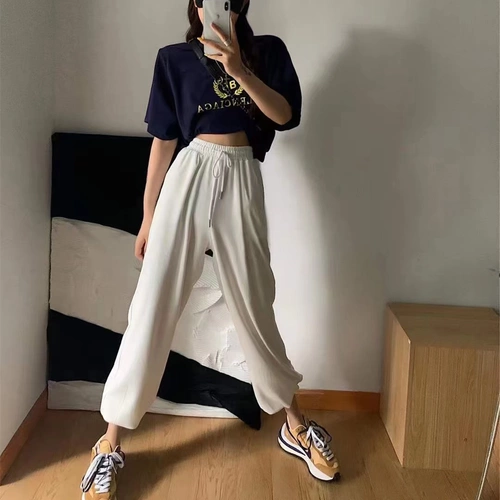 Южнокорейский товар, приталенный фонарь, универсальные тонкие штаны для отдыха, коллекция 2021, высокая талия