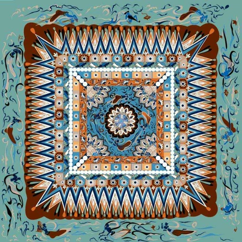 Dunhuang Zhen Silk Sharf Mogao Grotto Cultural and Creative Lotus azao Well Scarf Женщины Снительное шелковое полотенце SF Бесплатная доставка