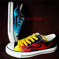 Flame Shoes мужчина хараджура граффити холст -обувь лето низкий 45 большой персонаж 46 Leisure 48 Студенческая корейская ручная обувь