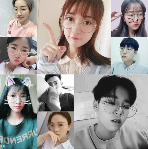 Ретро круглые линзы рама 100 градусов миопийские очки женщины готовые продукты 200 корейская версия Tide Literator Flat Light Murror Men 500 градусов