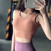 Cô gái thể hình phong cách vest cao hỗ trợ đồ lót thể thao chống sốc chạy tập hợp rập khuôn áo ngực yoga nhanh khô - Đồ lót thể thao