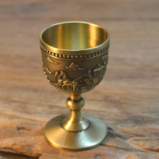 Ликер Cup 复古欧式白酒杯青铜高脚杯金属浮雕小酒盅烈酒具创意家居酒店用品