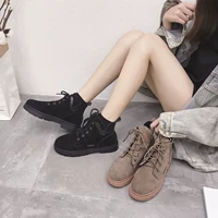 Giày cao cổ nữ Martin Martin mùa thu 2018 phiên bản mới của Hàn Quốc kiểu giày hoang dã kiểu ngắn của sinh viên buộc dây và giày cao đến mắt cá chân giày boot độn