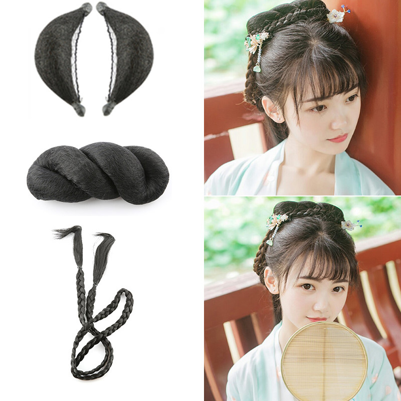 Ancient Wig Pure Hair Round Ox Horn Air Bangs Combination Of